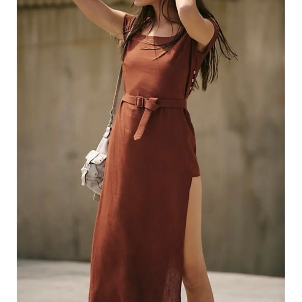 Free People Asymmetrical Brown Dress
